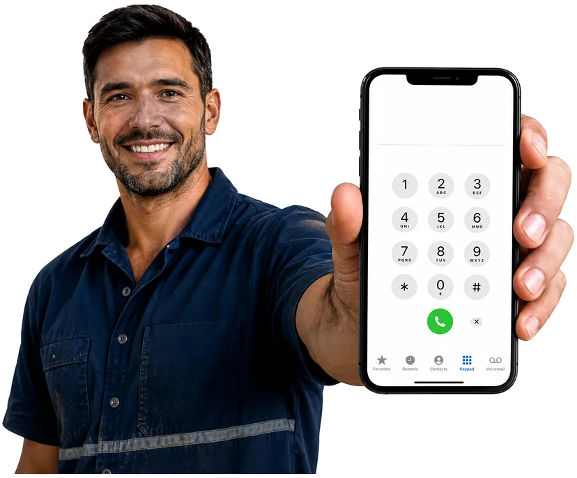Plumber on the phone taking a Brookvale callout